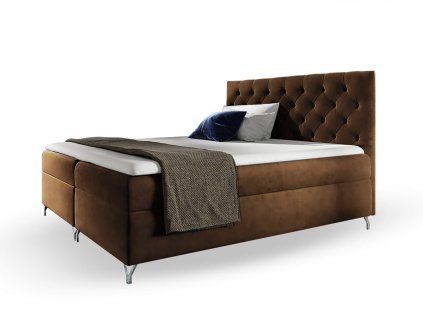 Boxspring manželská posteľ Guliette s matracom - hnedá